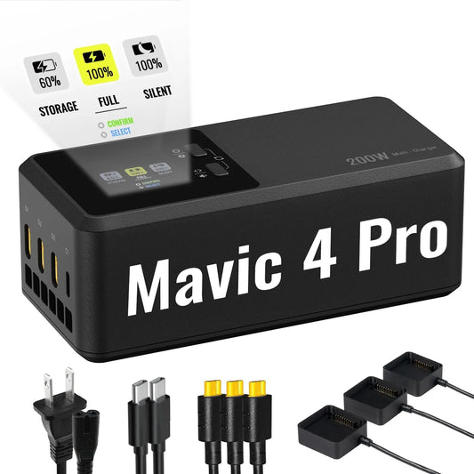 LKTOP 200W Mavic 4 Pro Three-Way Smart Charger