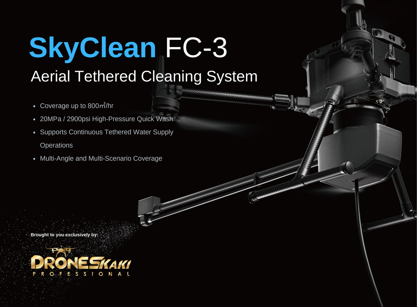 SkyClean FC-3 Aerial Flexible Tethered Cleaning System for DJI Matrice 300/350